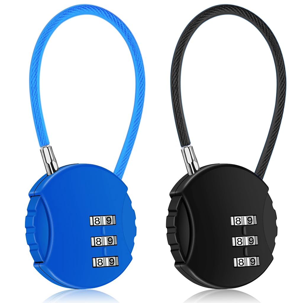 HASTHIP 2Pcs Luggage Number Lock - 3 Digit Zinc Alloy Combination Lock Padlock, Outdoor Waterproof Padlock for School Gym Locker, Sports Locker, Fence, Toolbox, Gate, Case, Hasp Storage (Black&Blue) HASTHIP 2Pcs Luggage Number Lock - 3 Digit Zinc Alloy Combination Lock Padlock, Outdoor Waterproof Padlock for School Gym Locker, Sports Locker, Fence, Toolbox, Gate, Case, Hasp Storage (Black&Blue)